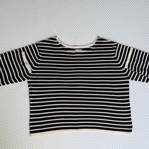 KHAITE Black and Cream Striped Long Sleeve Top